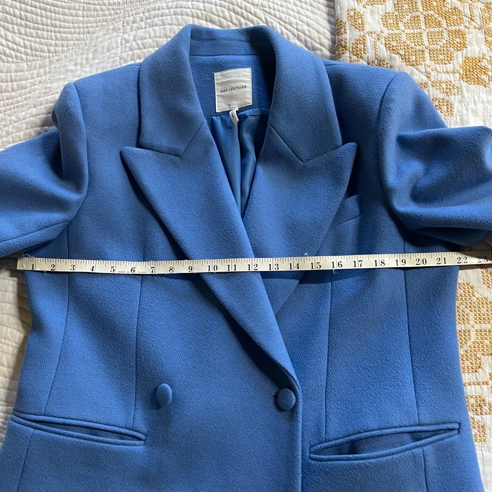 Avec Les Filles Double Breasted Wool Blend Coat in Silverlake Blue - Picture 13 of 14